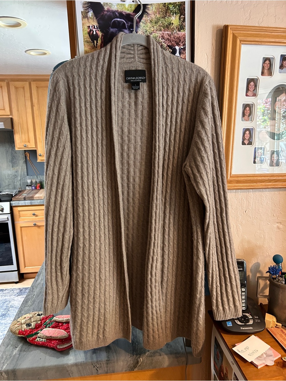 Cynthia Rowley Taupe Cable-Open Knit Cardigan
